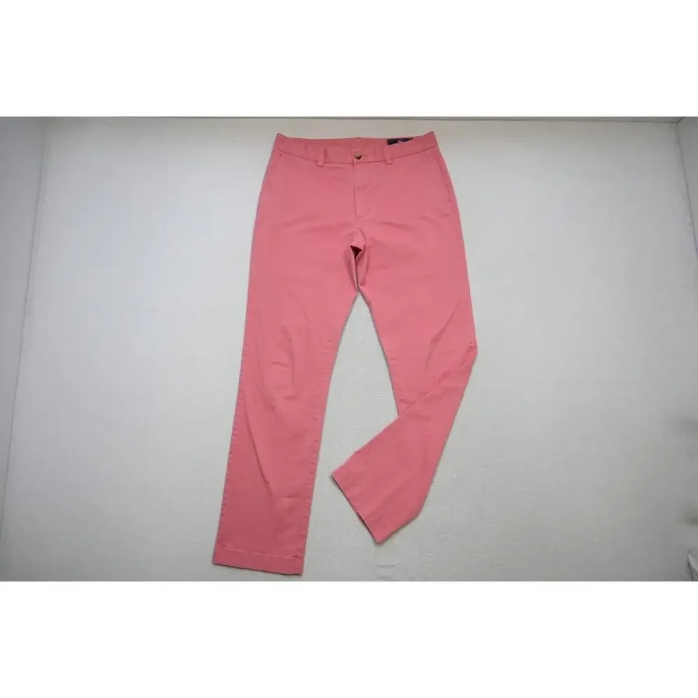 Vineyard Vines Khaki Chino Breaker Pants Stretch Pink Flat Mens Sz‎ 32 x 32
